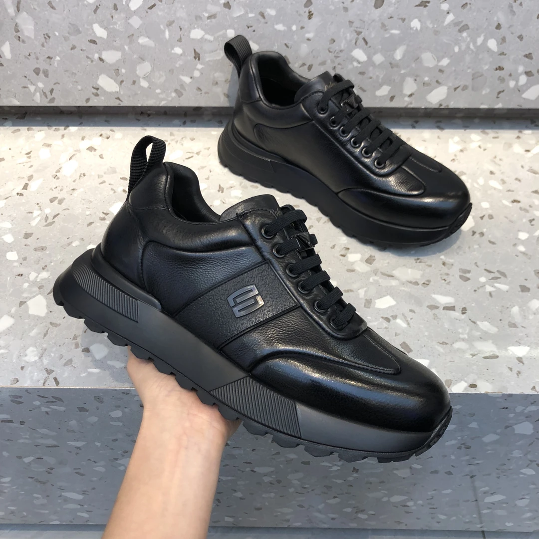 休闲鞋厚底秋季休闲皮鞋冬季潮鞋高端潮牌轻便男士真皮商务男鞋