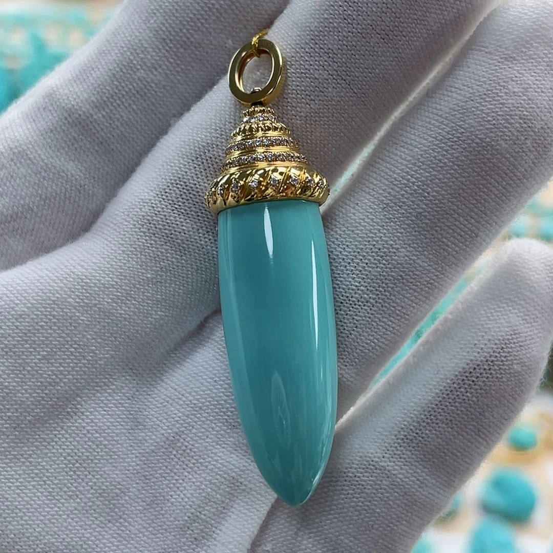 绿松石珠宝奇石18K金镶嵌