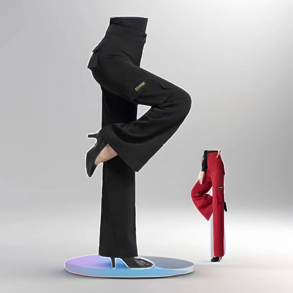 拉丁口袋裤女新款练功舞蹈裤国标摩登舞舞裤时尚宽松交谊舞女长裤