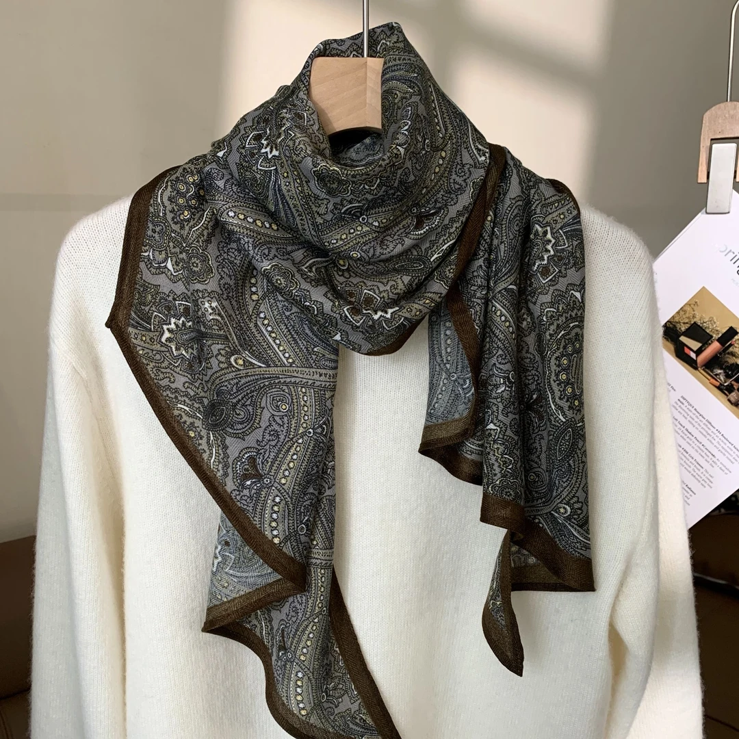 不起球腰果佩斯利春夏季防晒时尚丝巾碎花提花薄款韩版春秋大方