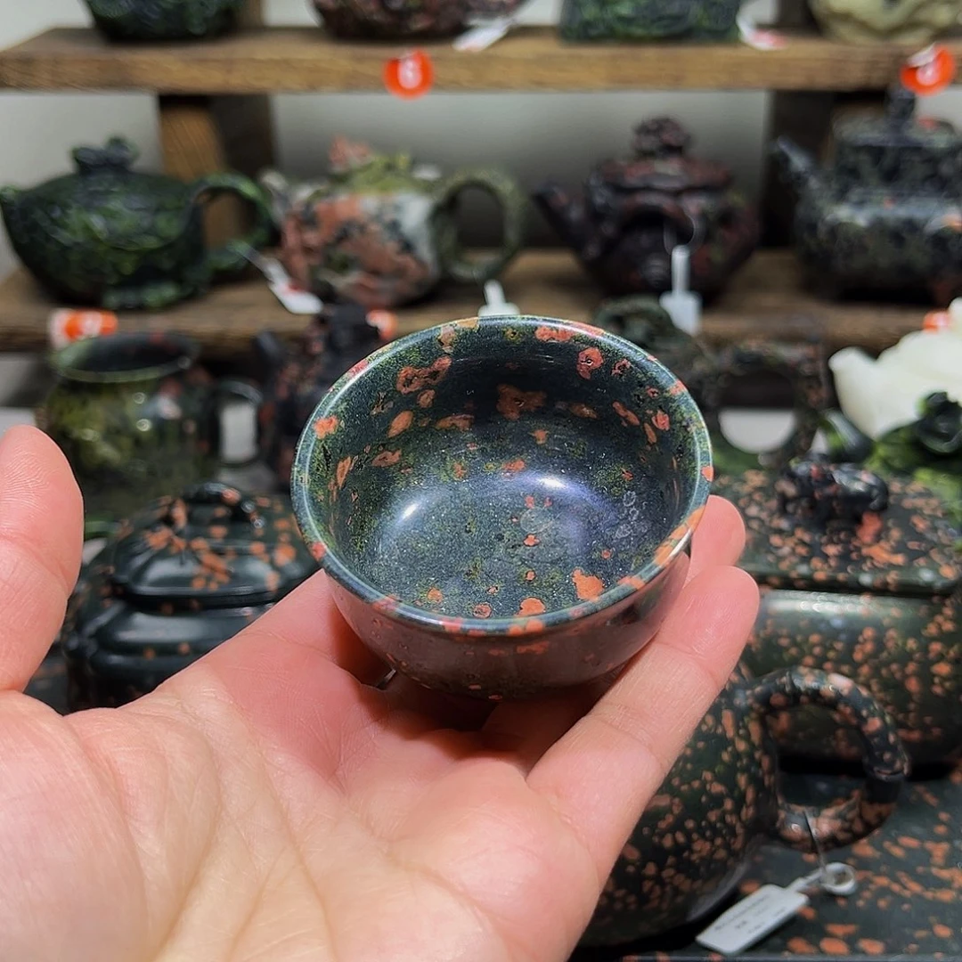 马*梅花石安山玉茶杯配壶