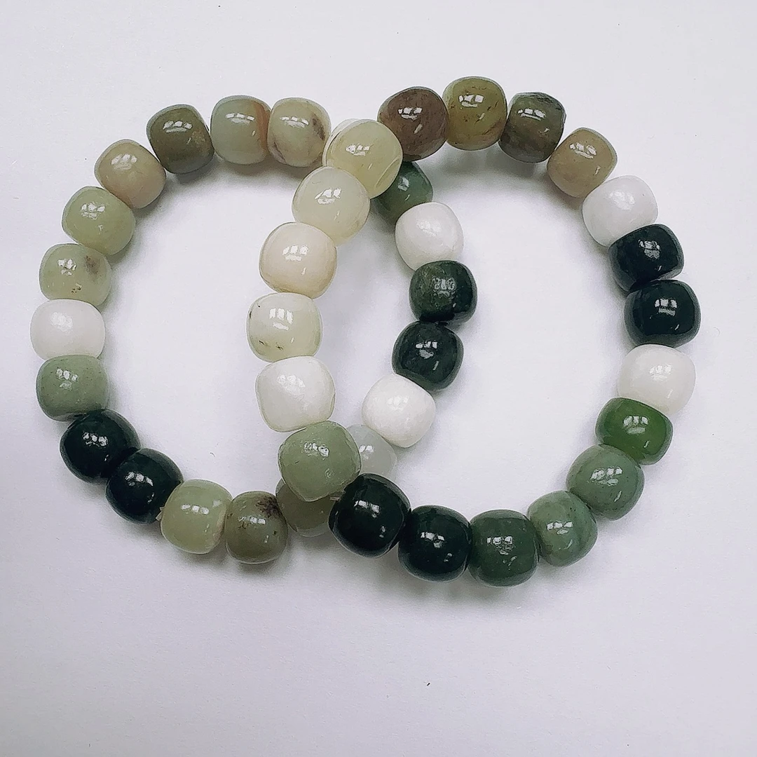 天然和田玉俄料多宝行珠手串