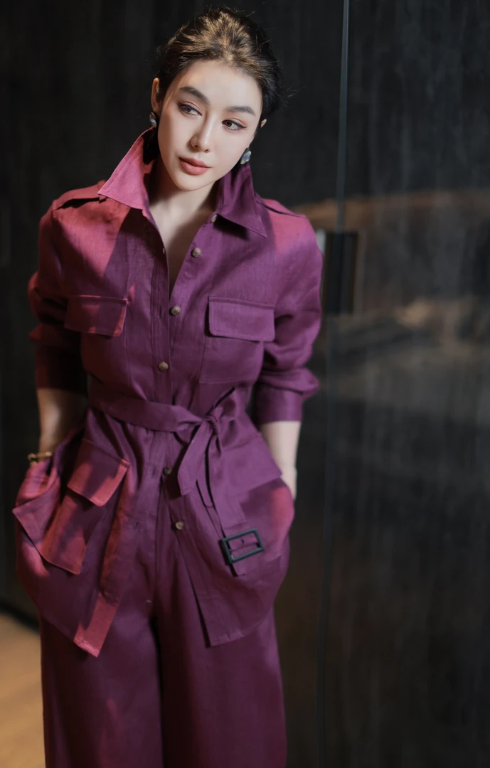 OMG正品自然随性老钱风多口袋设计衬衫，休闲裤两件套。