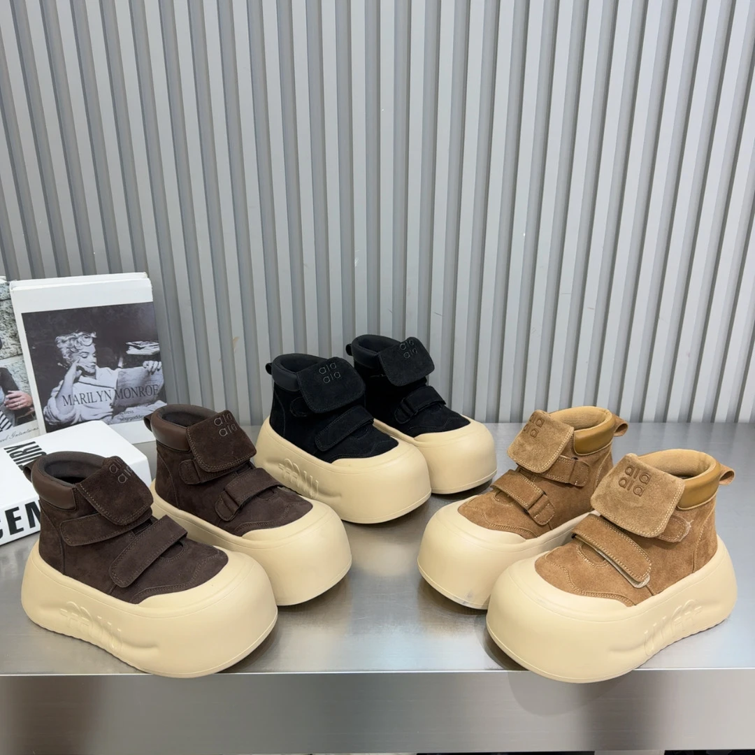 2025秋季新款厚底增高韩版磨砂气质百搭高品质网红休闲丑萌高帮鞋