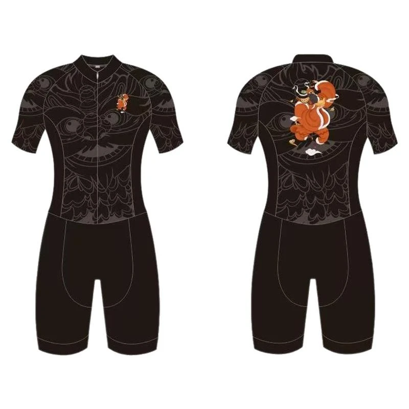 短道速滑服成人连体紧身比赛训练轮滑服中国风中国龙生肖动画夏季