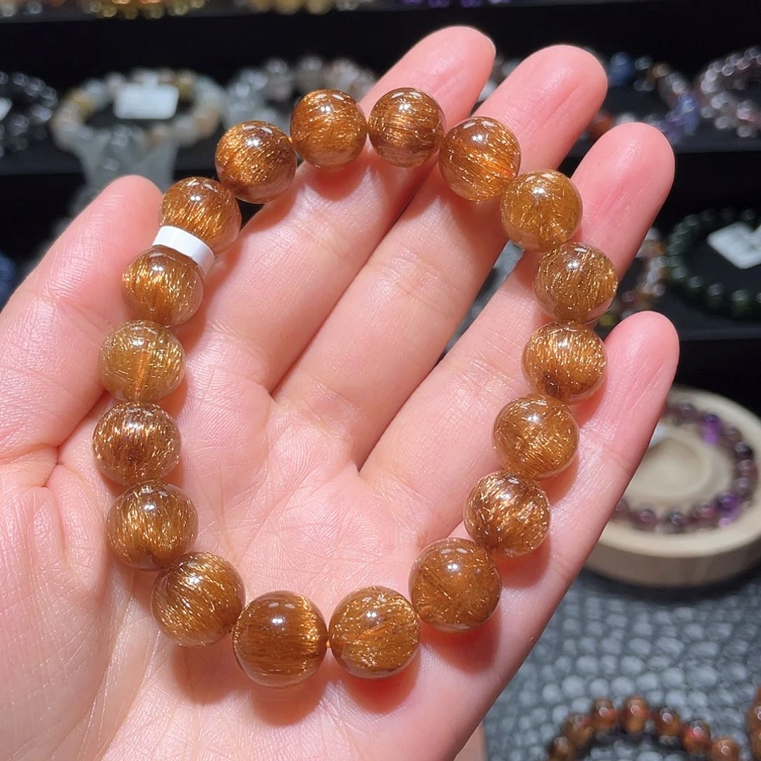 水晶手链未镶嵌铜发金手链，晶体通透