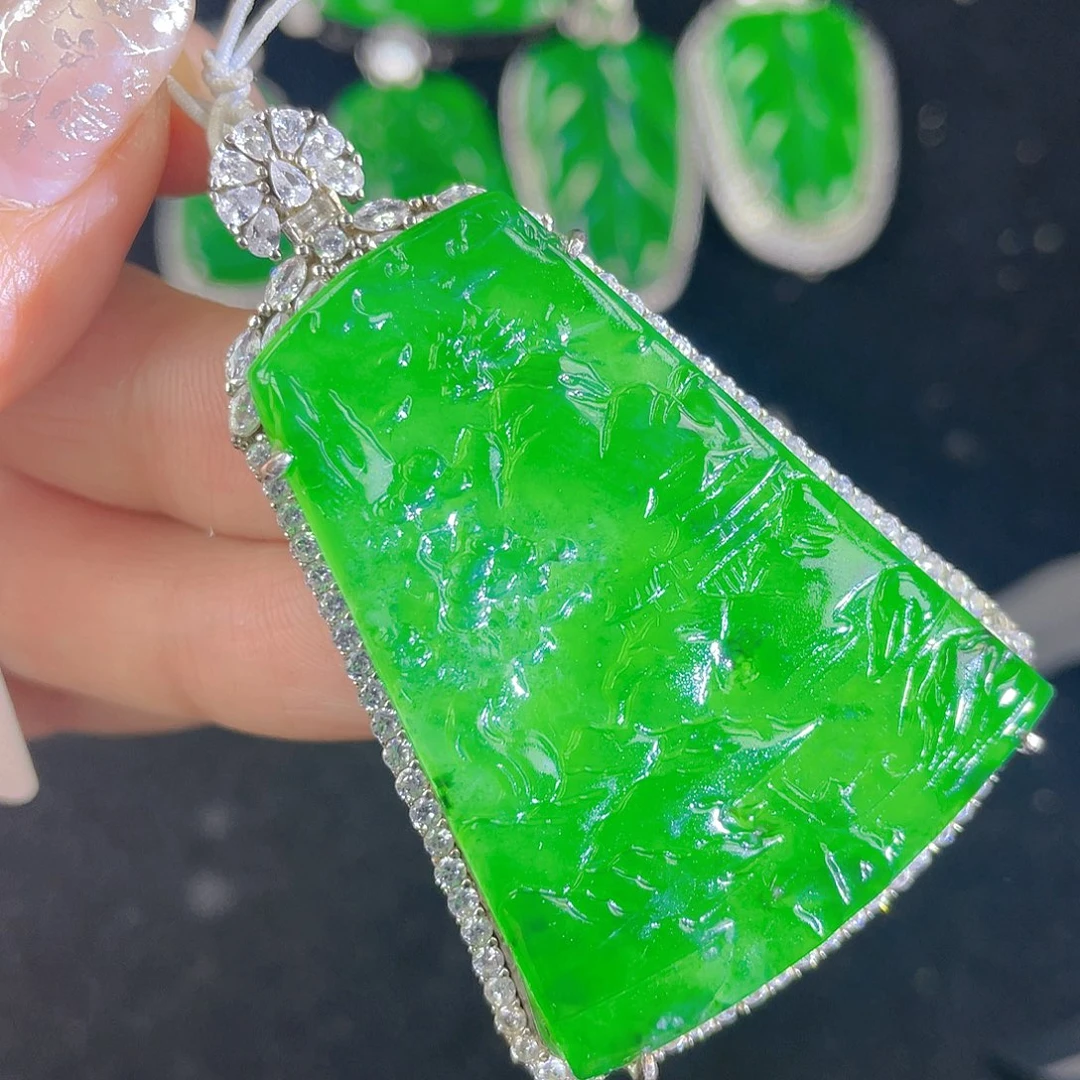 翡翠吊坠(不含链)银S925镶嵌