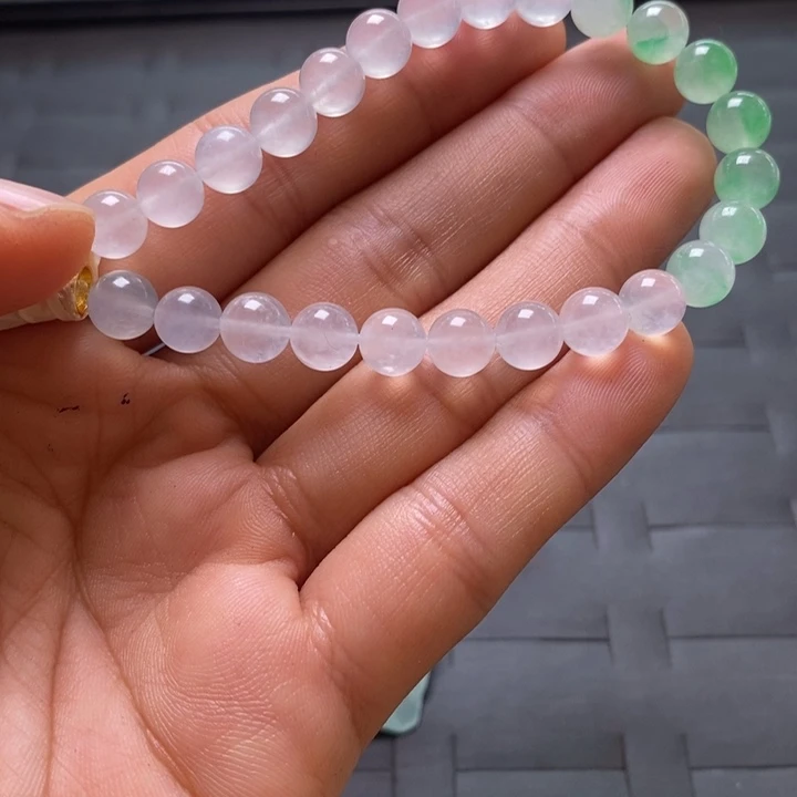 定制翡翠未镶嵌木那小珠子手串（卡6+ ，25颗）