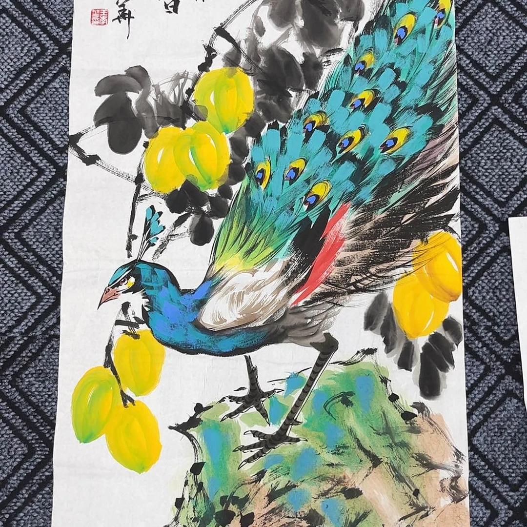 国画三尺花鸟作品