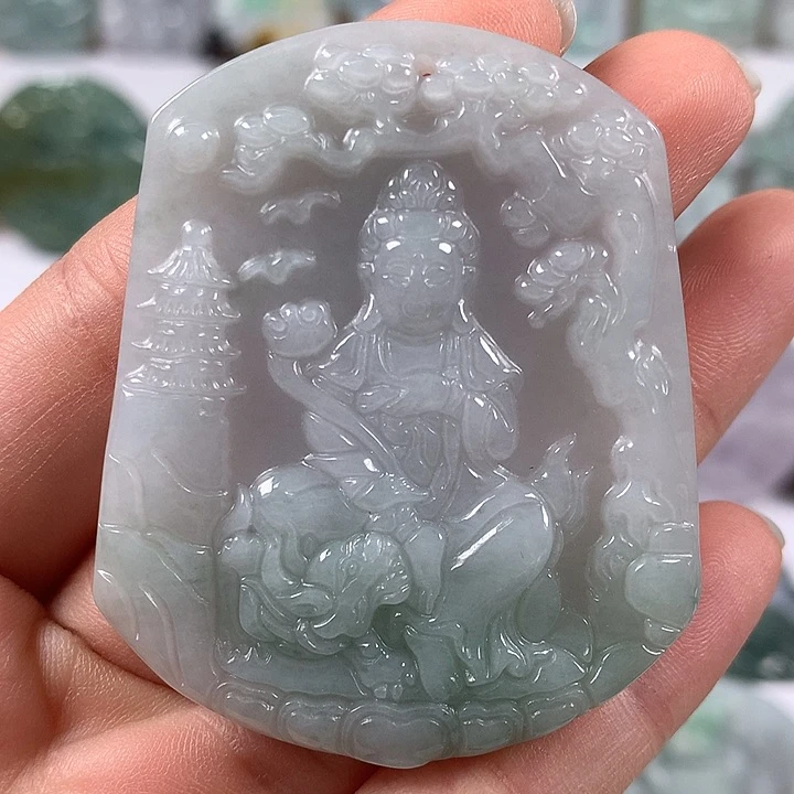 翡翠未镶嵌颈饰文殊菩萨福利