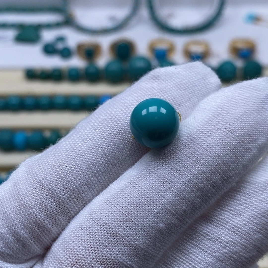 绿松石未镶嵌珠宝奇石圆珠10mm