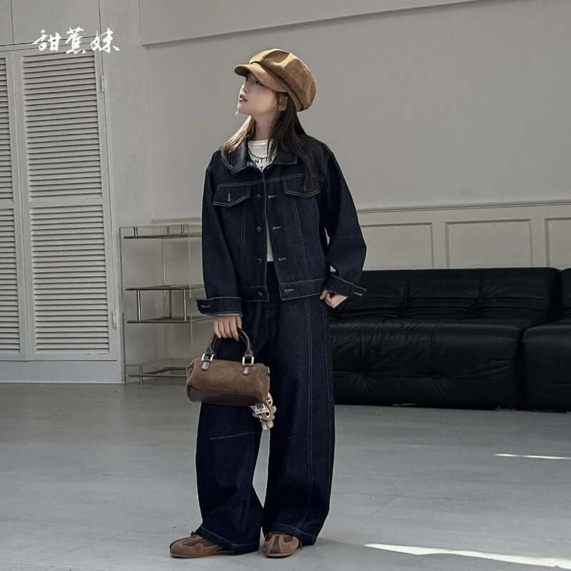 童装女童秋装牛仔套装2025新款韩版女中大童春秋百搭时髦两件套潮