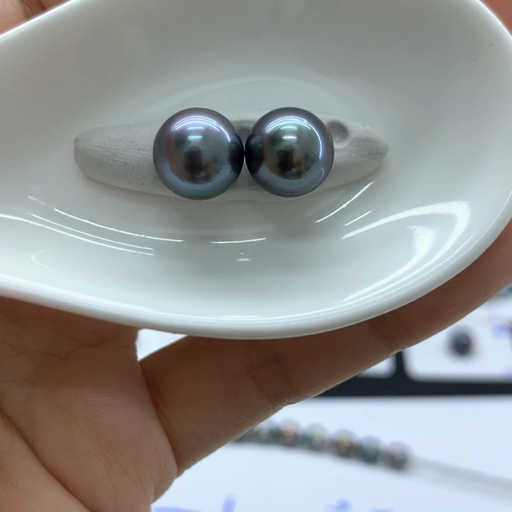 裸珠海水珍珠蓝莓色