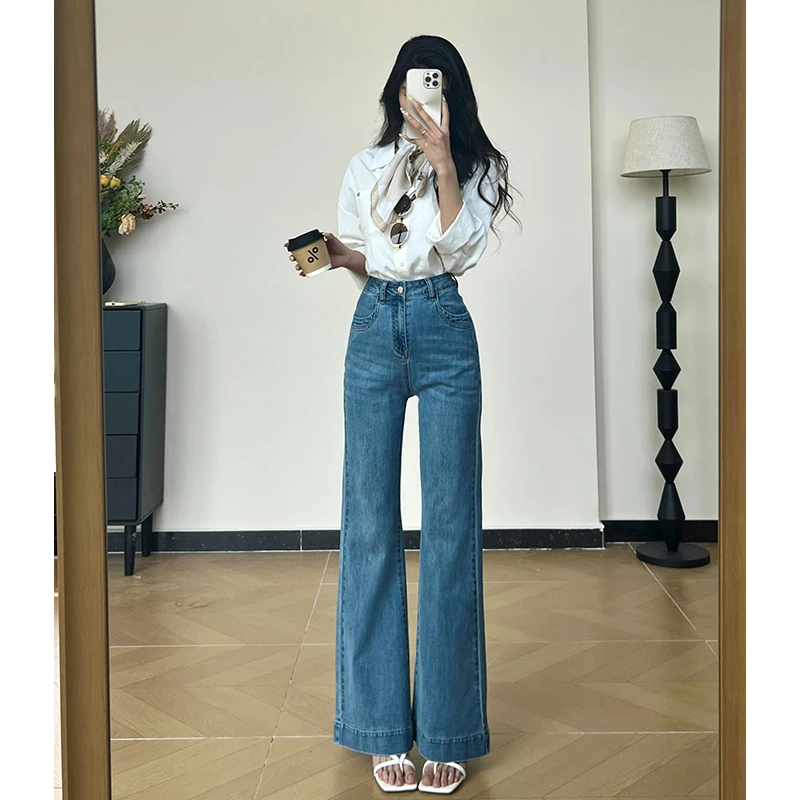 高腰微喇牛仔裤女2025年秋冬新款百搭显瘦弹力品质女装通勤裤子