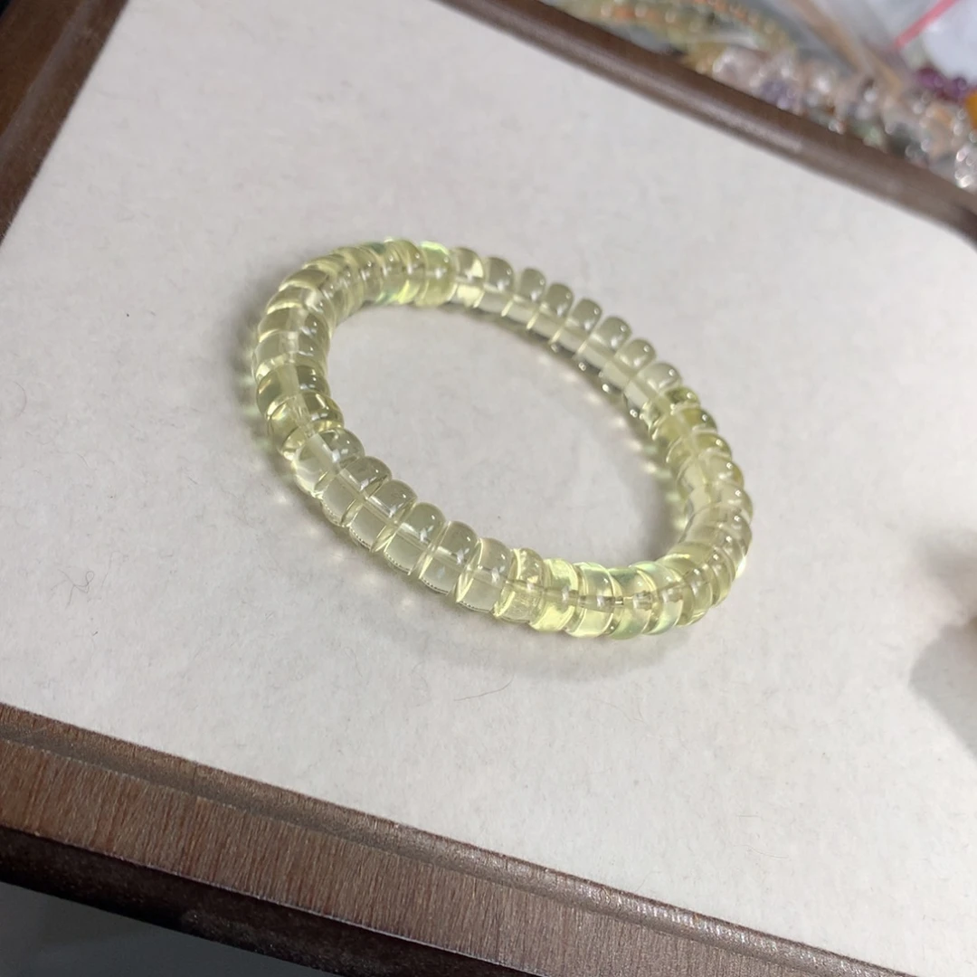 未镶嵌手链水晶高品柠檬黄水直切算盘