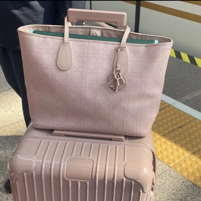 95新 DIOR/迪奥 dior 粉色戴妃托特单肩包