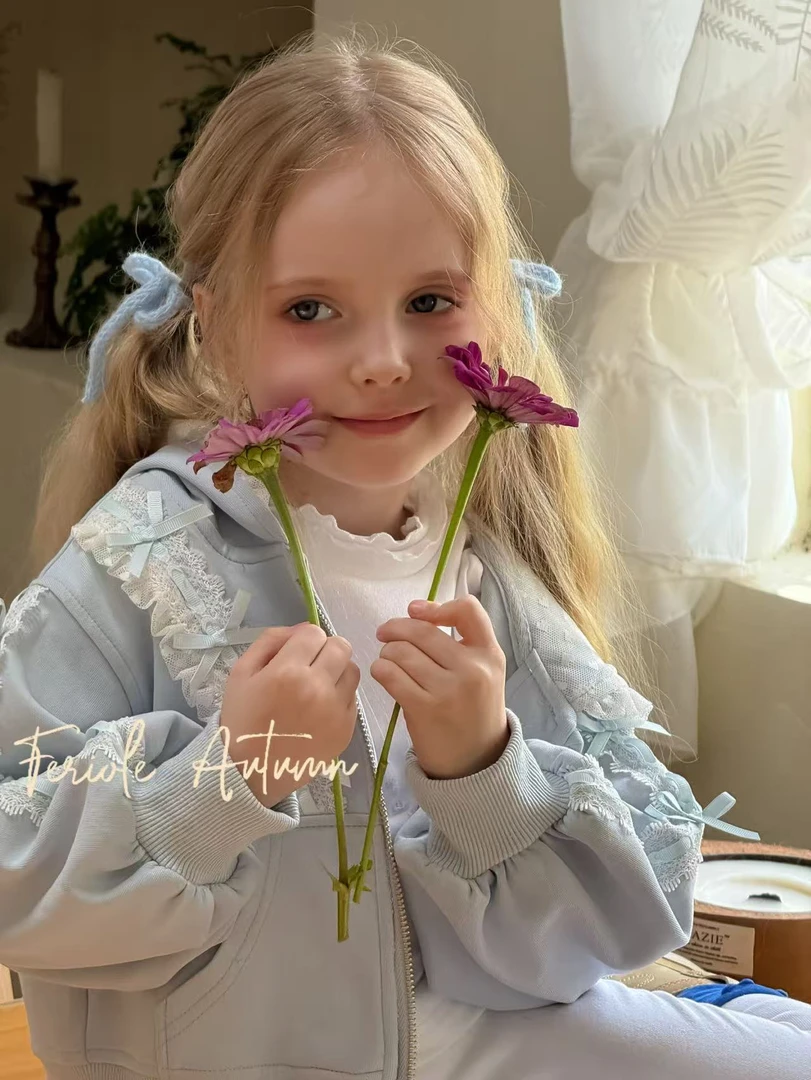 FLL-53376-53421-儿童洋气百搭温柔感碎花外套+白色打底衫（秋款）