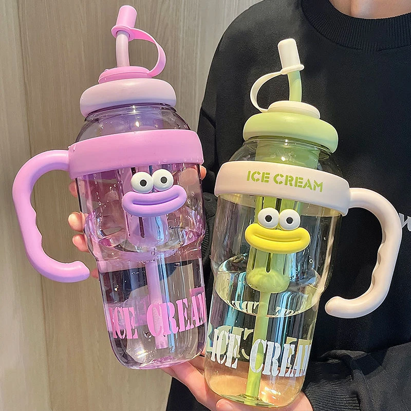 便携户外喝水杯容量大款大嘴杯子冰霸杯带吸管茶漏水随行杯塑料