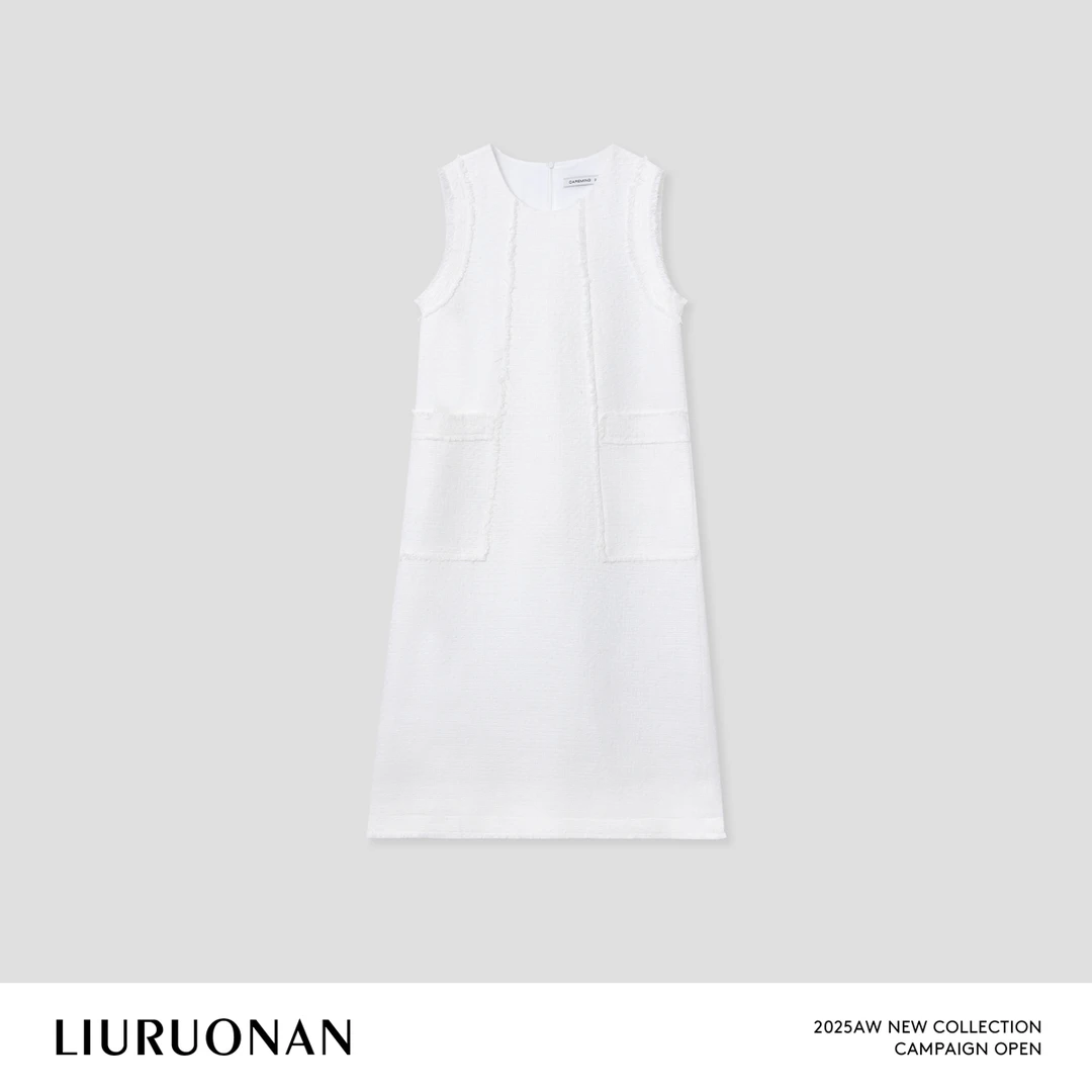 LIURUONAN 25FL【白雪背心裙】小香风纯色气质叠穿圆领无袖连衣裙女