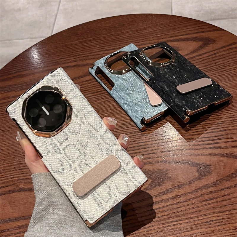 适用华为MateXTs三折叠手机壳XT非凡大师蟒蛇纹支架全包中轴保护