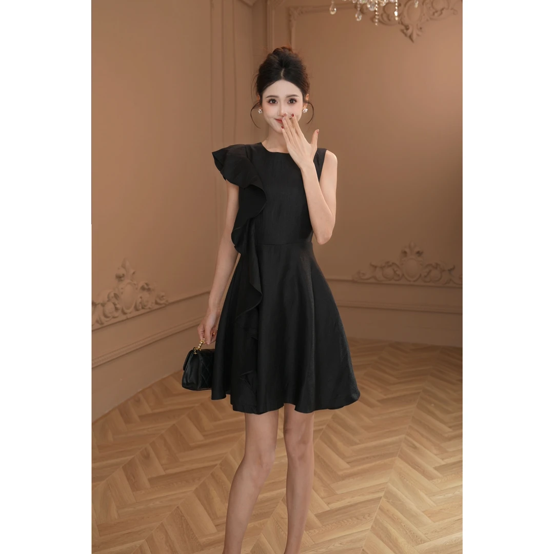 【设计师定制】新款气质法式洋气收腰显高赫本风短款连衣裙21242