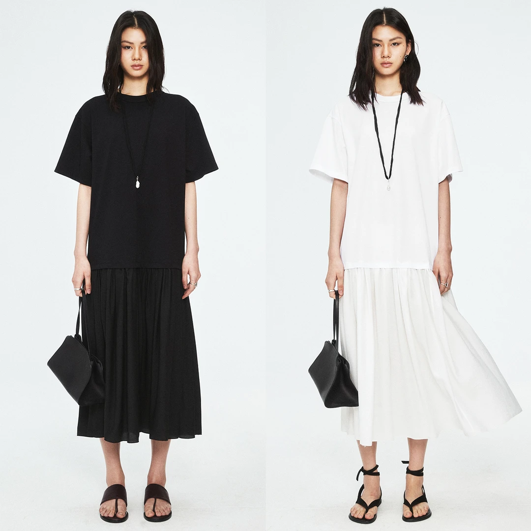 MRS Studios背后系带 拼接T恤连衣裙