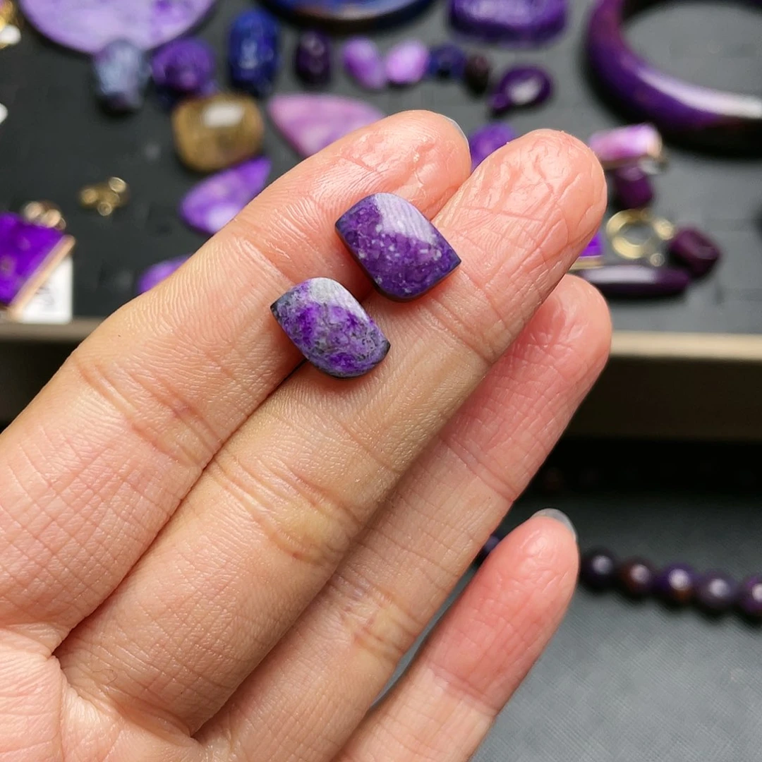 苏纪石（舒俱来）耳钉银S925镶嵌