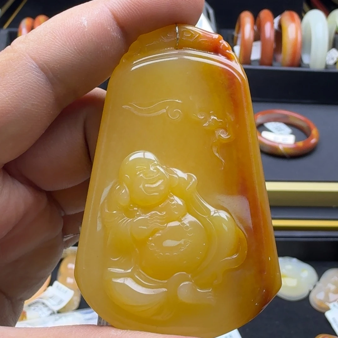 石英质玉（黄龙玉）未镶嵌手镯黄龙玉佛牌