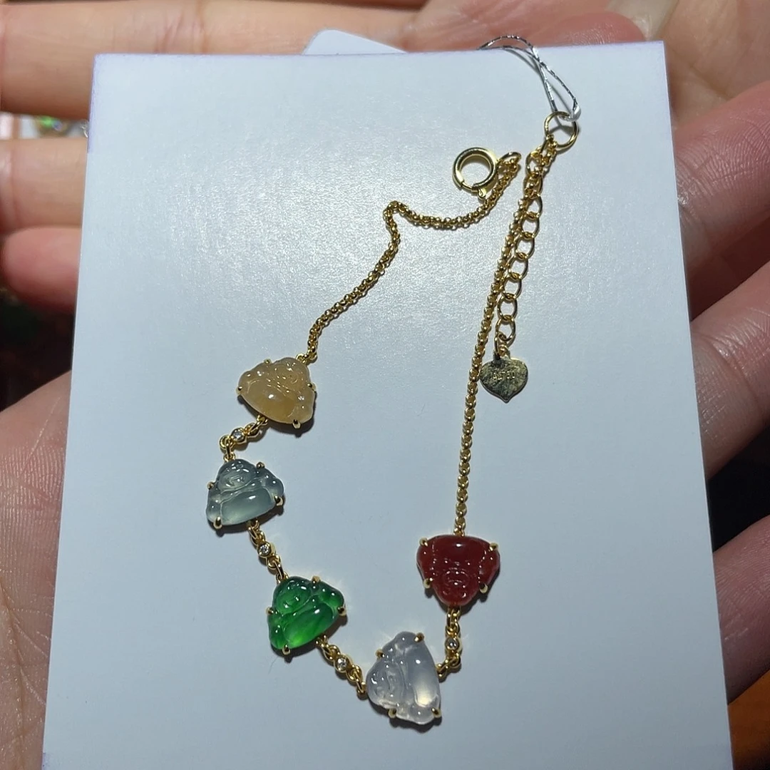 翡翠18K金镶嵌手链