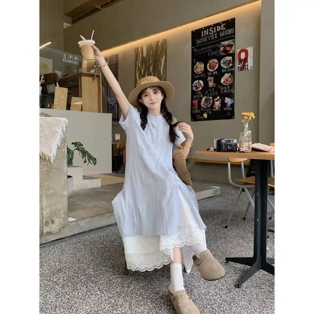 时尚套装法式日式休闲风韩系风甜美套装复古娃娃领夏季短袖1015