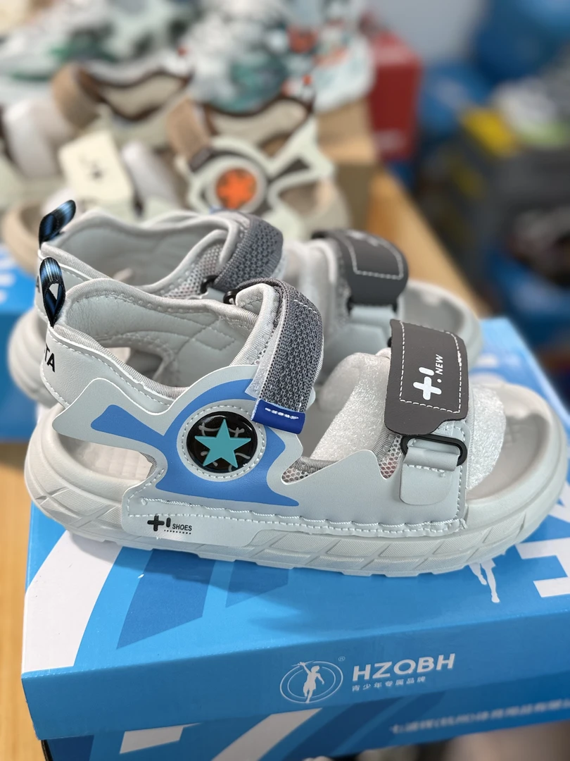 男休闲夏季露趾男女沙滩鞋凉鞋中童男童小童童鞋魔术贴