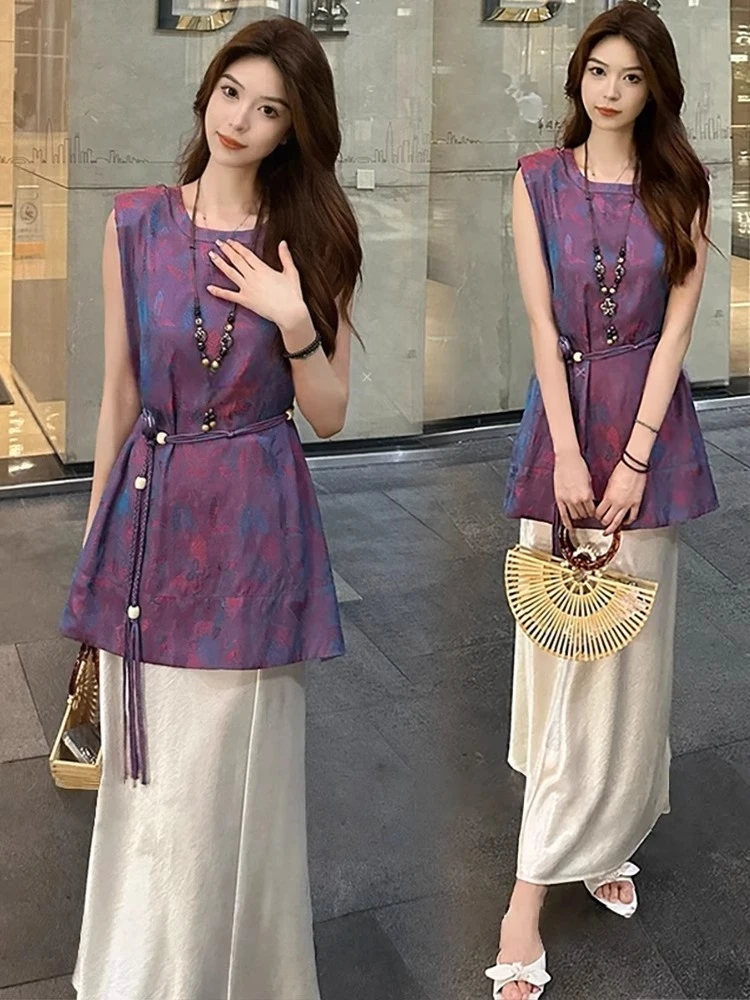 时尚连衣裙宽松女2025夏季新款无袖