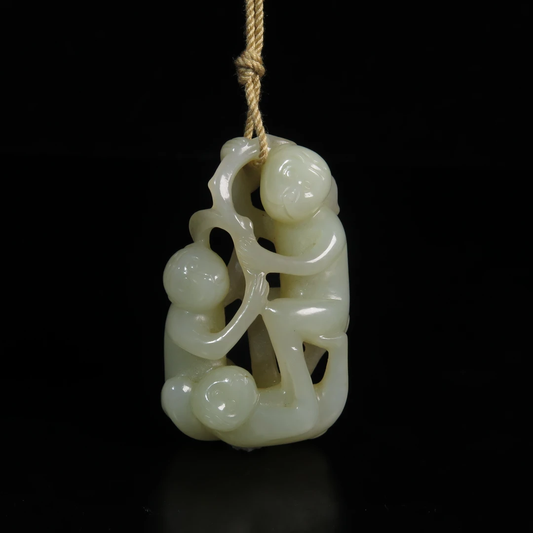 清代代代封猴把件/MZ033914/和田玉/民族文物