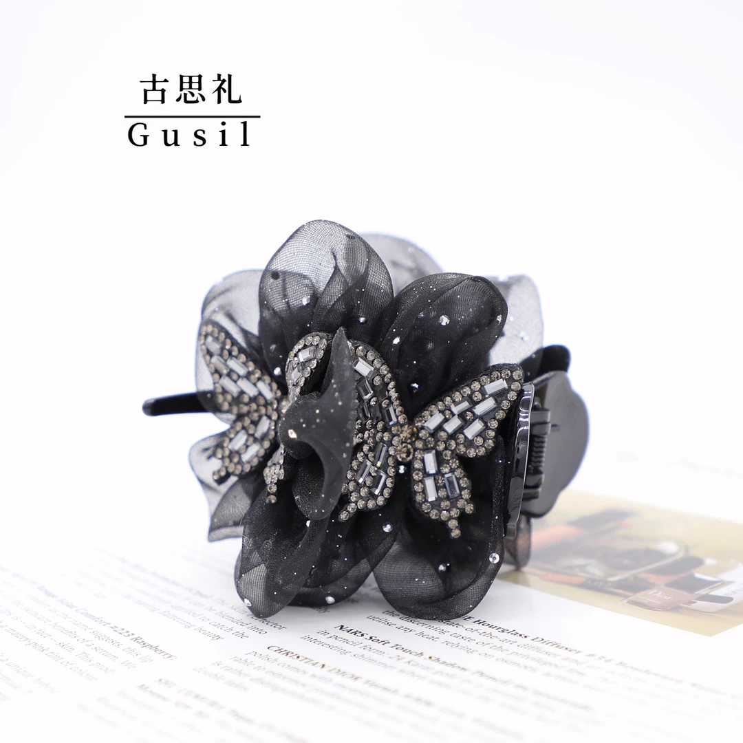 G162【东方之珠 晶蝶】 高级感时尚气质丸子夹GS6122