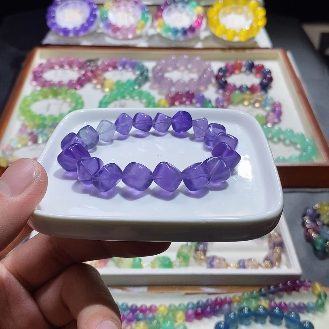 水晶未镶嵌手链紫罗兰冰块9mm