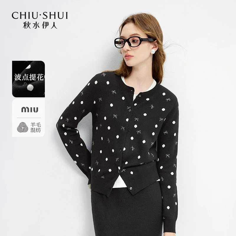 【小余】秋水伊人波点毛针织衫春季宽松舒适上衣625112B100033