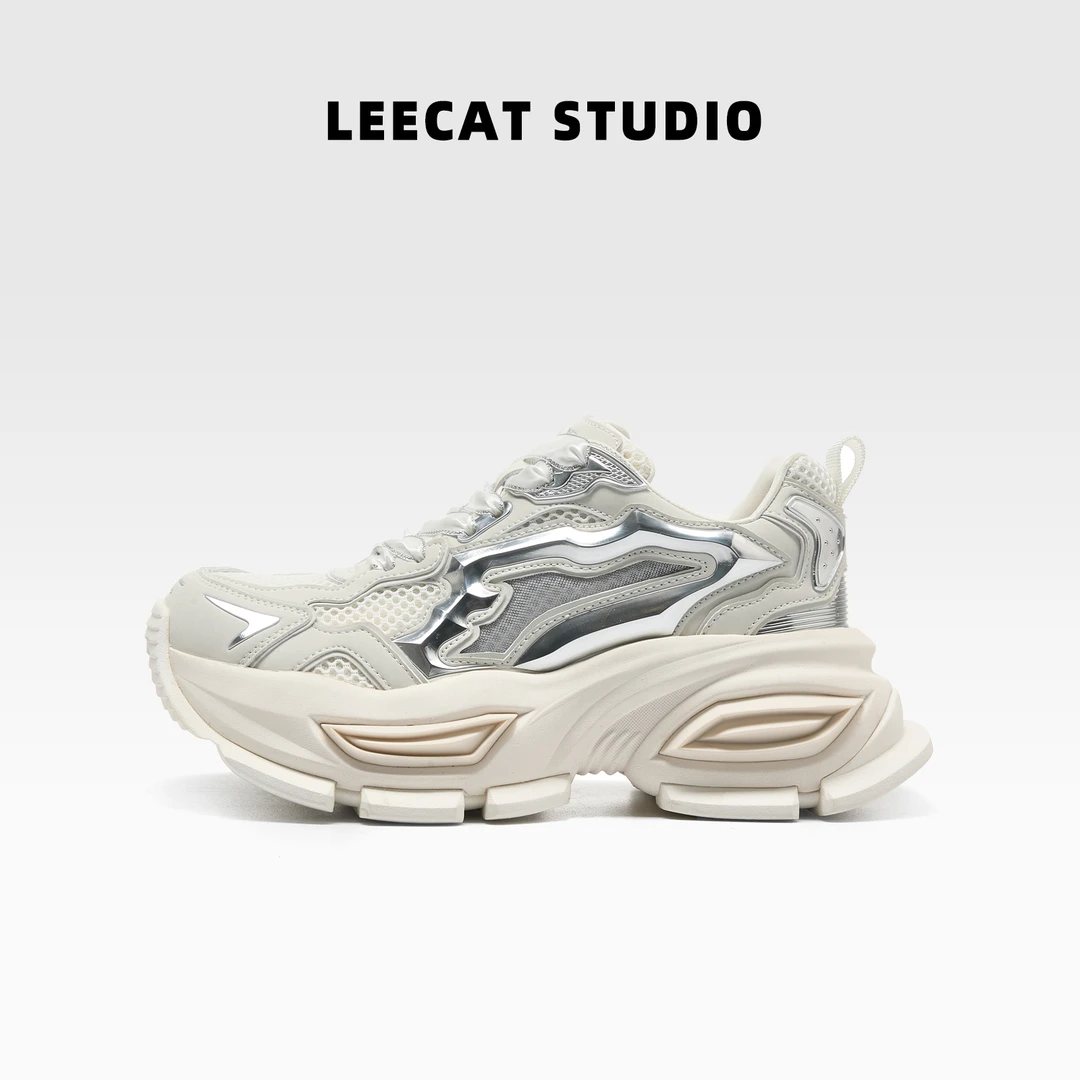 LeeCatStudio | 6cm厚底增高~2025新款白色老爹鞋运动鞋LES24A076
