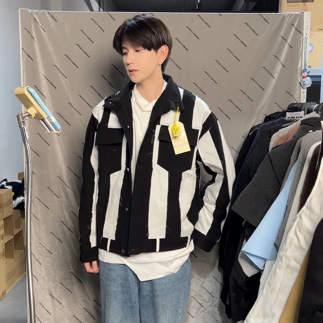 潮流黑白斑马夹克XL