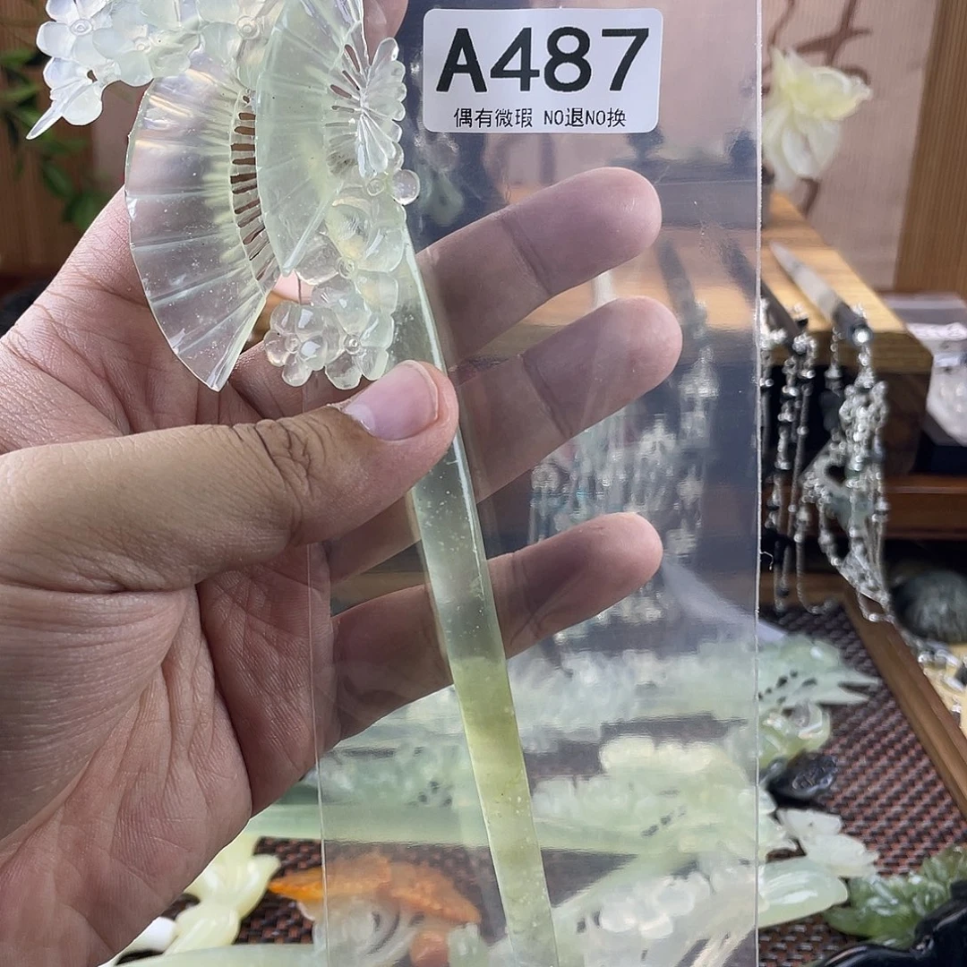 子***桑蛇纹石玉未镶嵌发饰