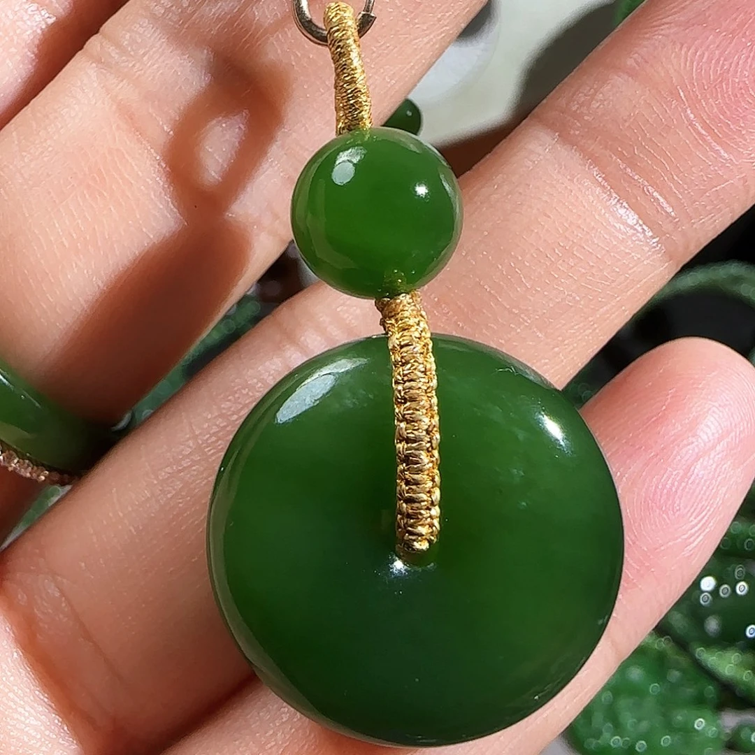 和田玉（碧玉）颈饰银S925镶嵌