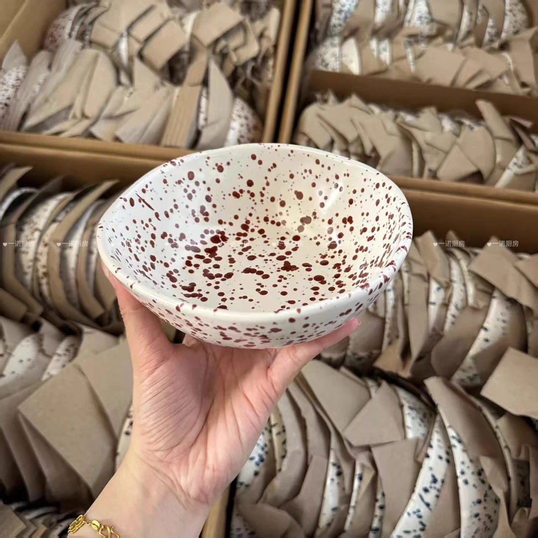 一诺厨房沙拉碗泼墨釉下彩沙拉碗沙拉碗酸奶碗陶瓷碗水果燕麦碗