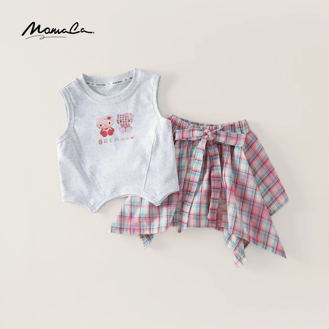 MOMOCO女童2025夏季新款时尚休闲裙裤洋气无袖两件套77620580005