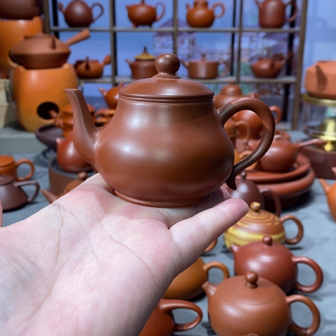 茶壶紫砂章淑煌朱泥宫灯壶105c