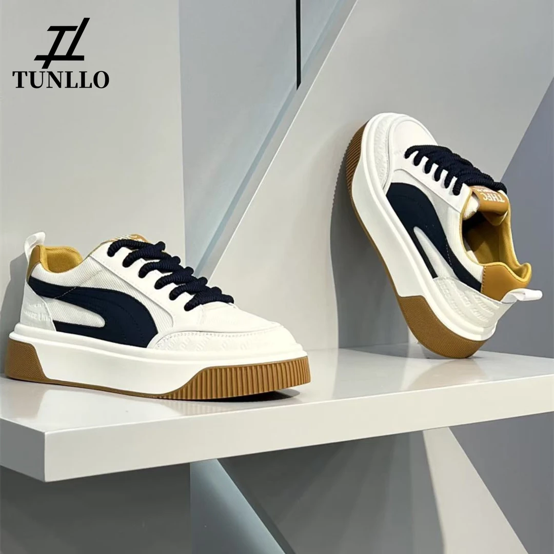 潮牌时尚个性拼色小白鞋夏季新款透气网布低帮厚底轻便休闲鞋男