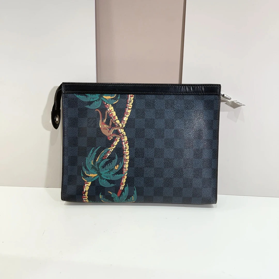 95新 LouisVuitton/路易威登 lv限量款涂鸦棋盘格手拿包cj5276