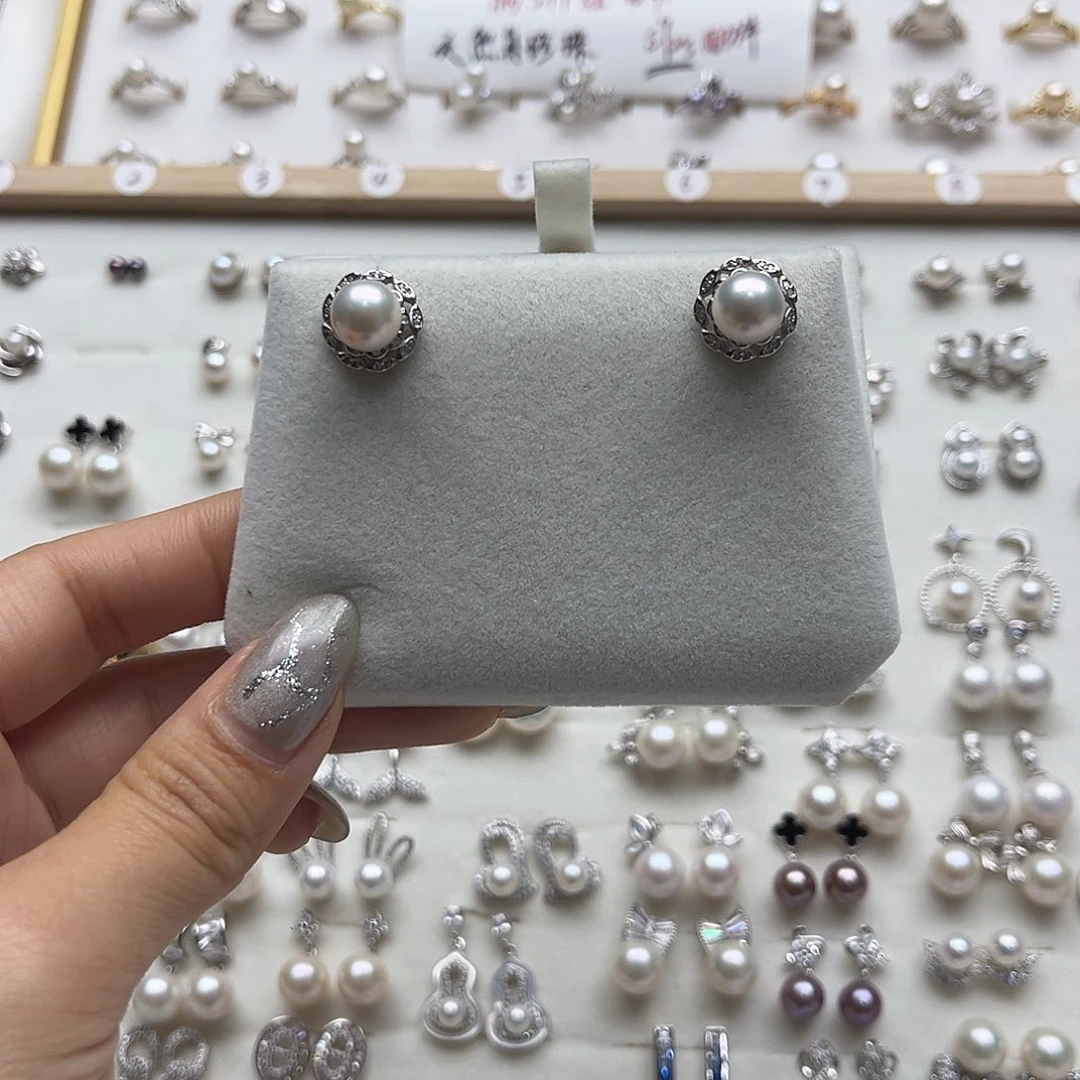 银S925镶嵌淡水珍珠耳饰