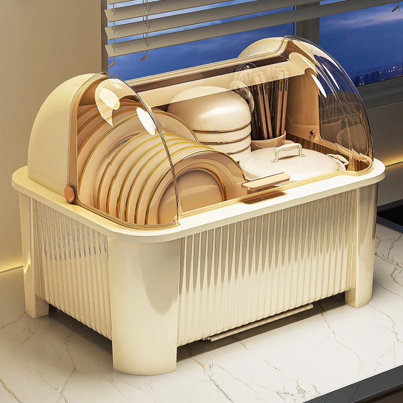 碗筷收纳盒放碗碟架厨房家用装盘多功能沥水置物架子防尘餐具碗柜