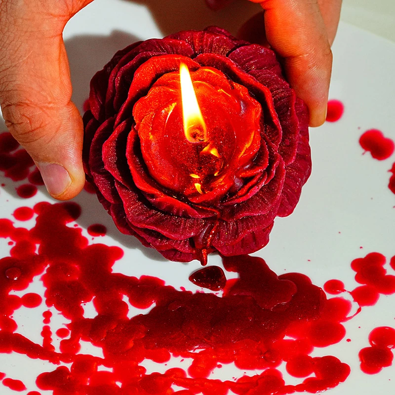 低温蜡烛鎏金玫瑰牡丹造型蜡烛大豆蜡情侣节日氛围感香薰蜡烛