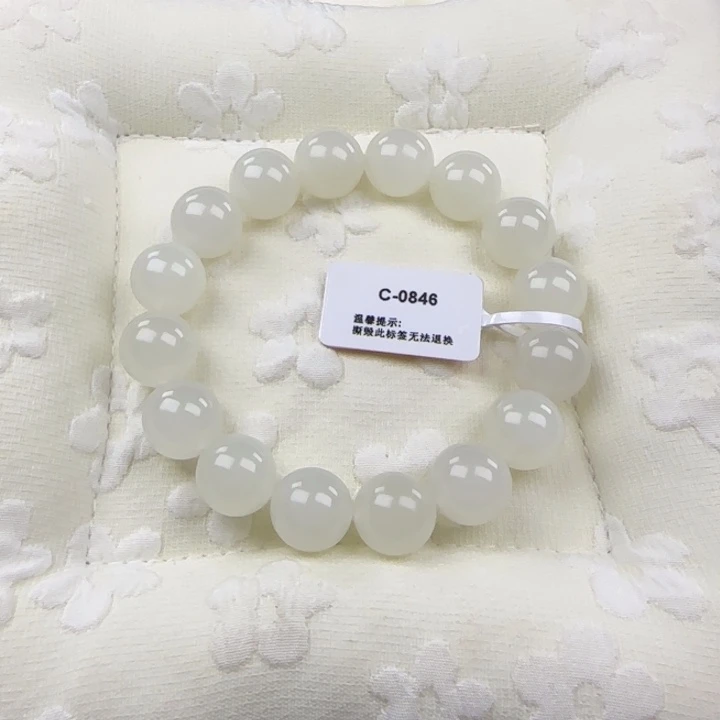 和田玉（糖玉）未镶嵌手串卡12天泰羊脂白