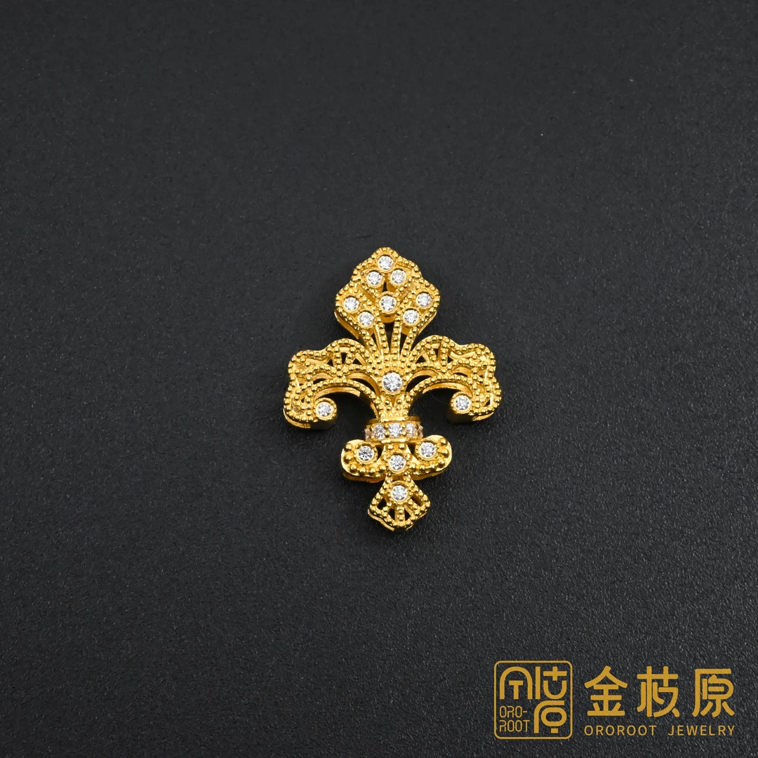 【金枝原】足金999 莫桑鸢尾花吊坠